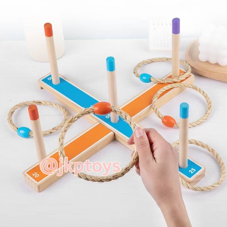 ของเล่นไม้ เกมส์โยนห่วง ่สีฟ้า