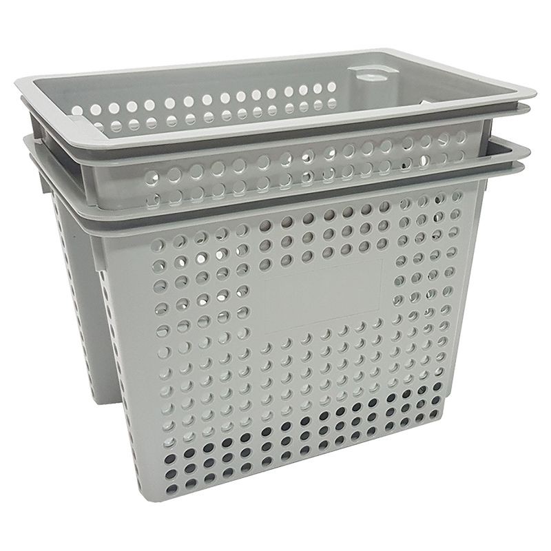 KASSA HOME ตะกร้าพลาสติกอเนกประสงค์ (ซ้อนได้) รุ่น API-5090M-A ขนาด 27.50 x 27.50 x 40 ซม. สีเทา