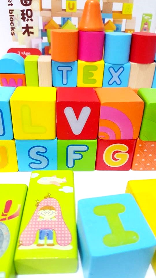 บล็อคไม้สร้างเมือง 100 ชิ้น ลายสอนA-Z