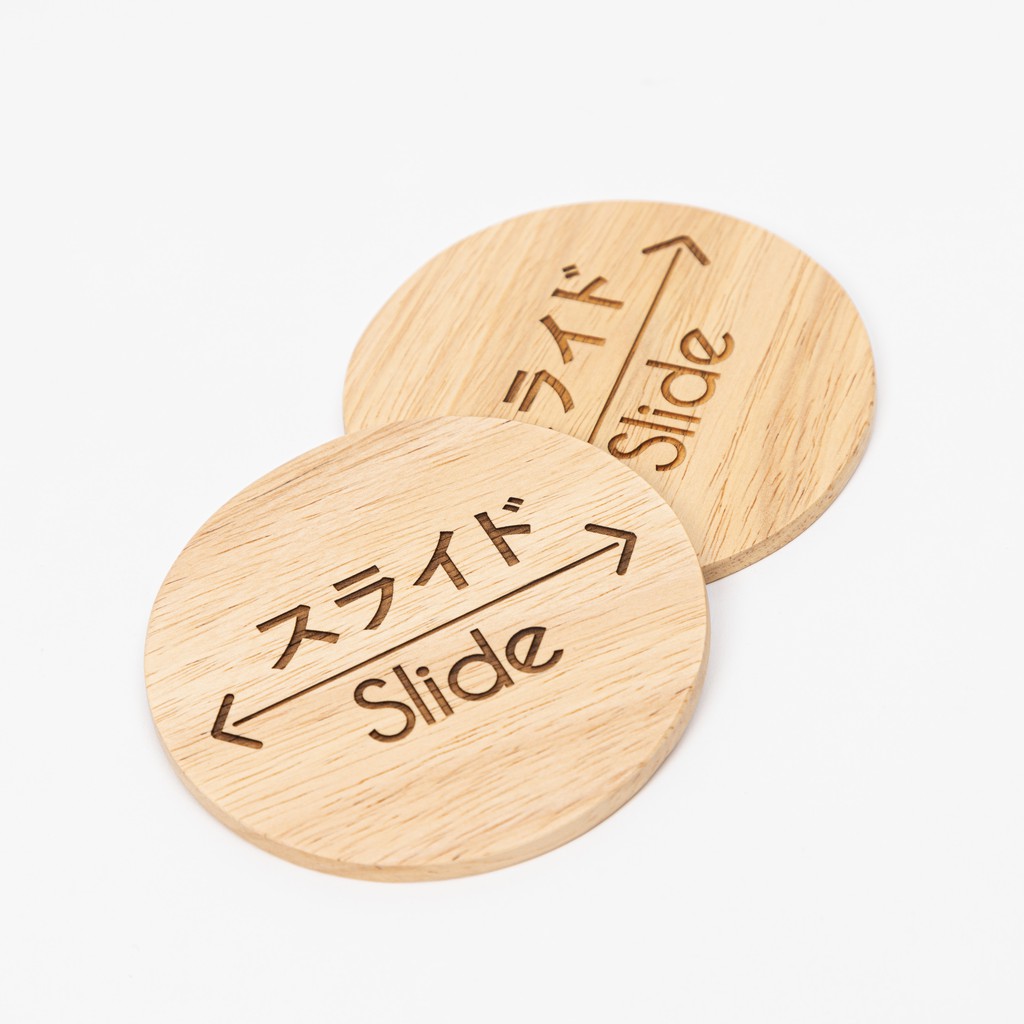 Mori No Naka ป้ายไม้สำหรับติดประตู เลื่อน "SLIDE" SIGN (1 ชุดมี 2 ชิ้น เลื่อนซ้ายและขวา)
