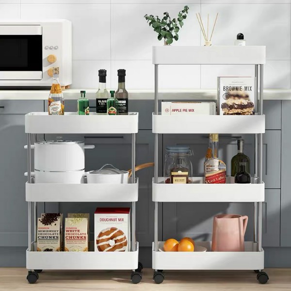 WOOKEE 🔥ถูกที่สุด! ชั้นวางของพลาสติก โครงสแตนเลส 2/3/4/5ชั้น มีล้อเลื่อน ชั้นวางของในครัว ห้องน้ำ พร้อมตะขอและล้อเลื่อน