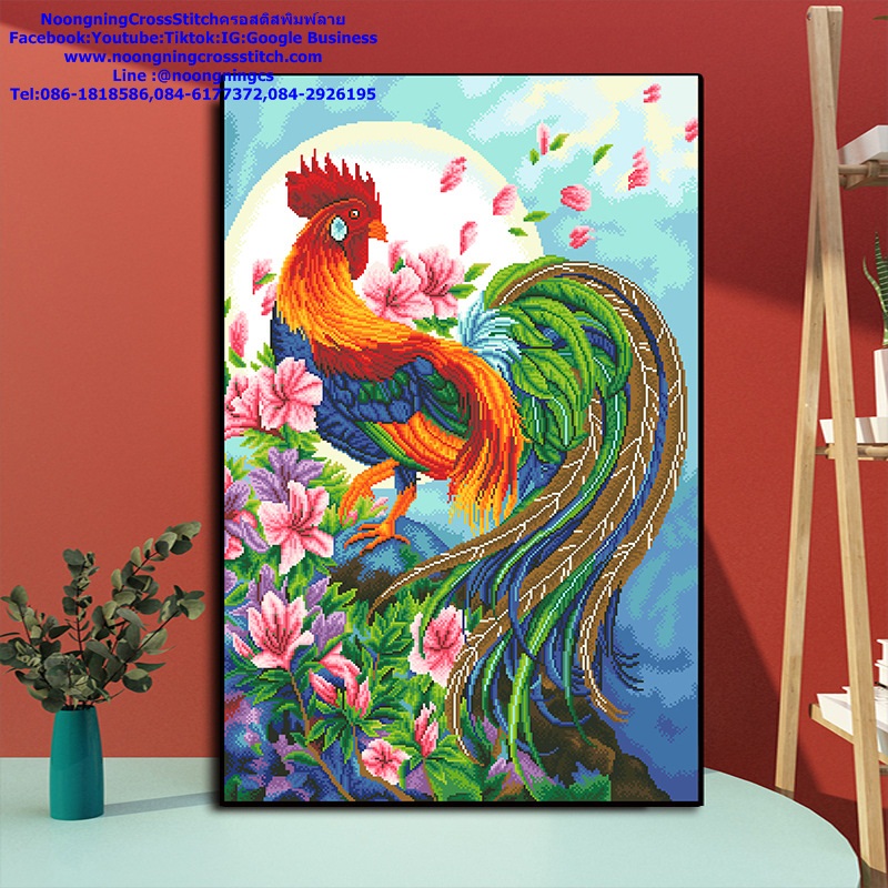 แจกันดอกทานตะวัน ชุดปักครอสติช พิมพ์ลาย ครอสติสจีน งานฝีมือ DIY