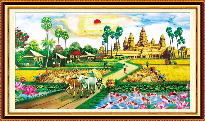 วิว ชนบท สวยงาม ชุดปักครอสติส พิมพ์ลาย ครอสติสจีน งานฝีมือทำที่บ้าน DIY