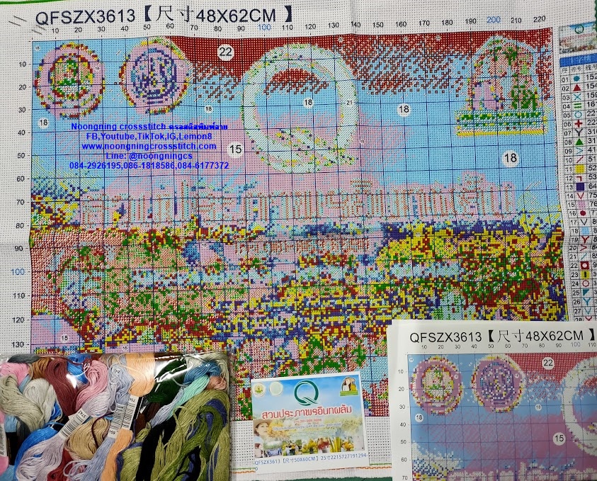 ครอสติส สั่งทํา 60x50ซม รูปสวนอินทผลัม ชุดปักครอสติส พิมพ์ลาย ครอสติสจีน งานฝีมือทำที่บ้าน DIY