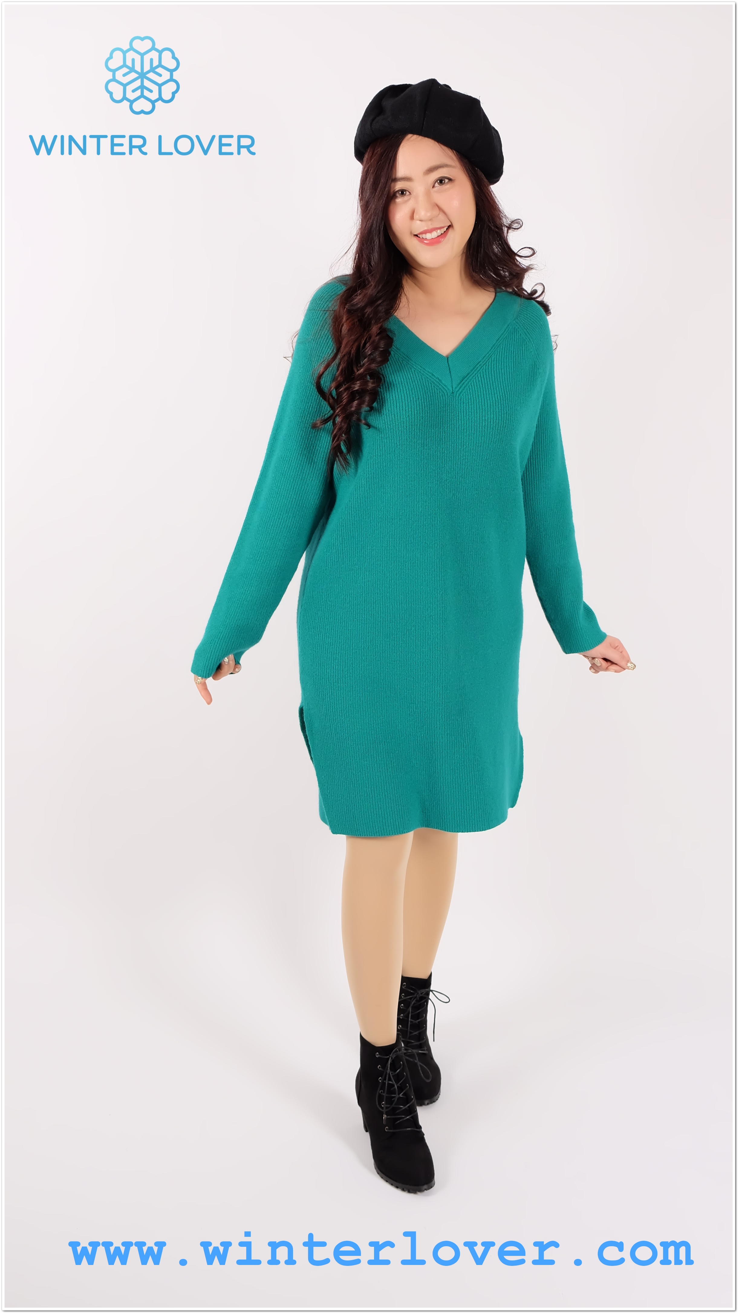 ชุดเดรสไหมพรมยาวคอวี สวยคลาสสิค แขนยาวตรง สวยหรู(พร้อมส่ง)(Free Size สาวอวบอ้วน)