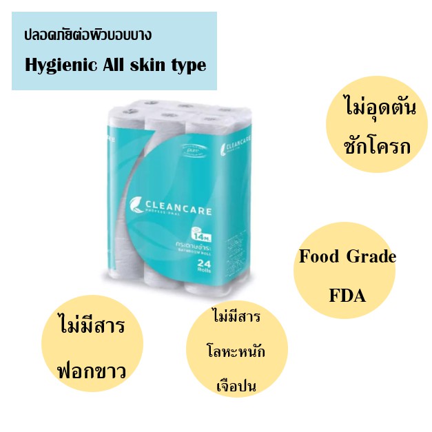 กระดาษชำระแบบม้วน คลีนแคร์ CLEANCARE 14 เมตร แพ็ค 24 ม้วน ทิชชู่ม้วน ทิชชู่ห้องน้ำแบบม้วน