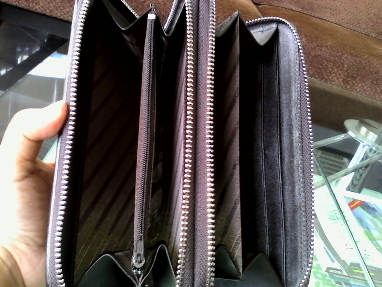 กระเป๋าหนังจระเข้แท้แบบซิปคู่(หนังกระดูกหาง)