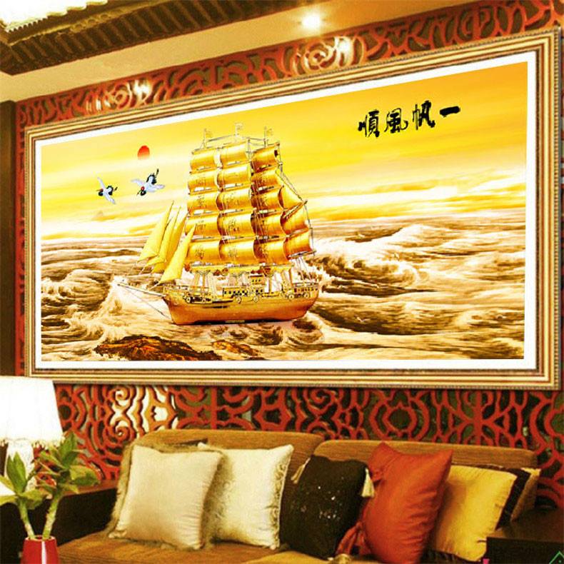 เรือสำเภาทอง ครอสติสคริสตัล Diamond painting โมเสก ภาพติดเพชร งานฝีมือ DIY