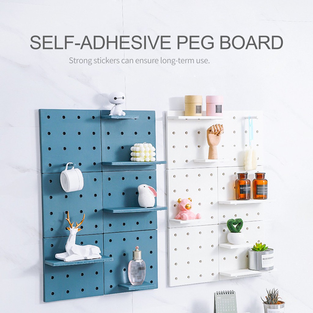 ชั้นวางติดผนัง ชั้นวางติดผนังไม่ต้องเจาะ ชั้นวางติดผนังห้องน้ำ ห้องครัว มีให้เลือก 3 สี Pegboard linhaomall