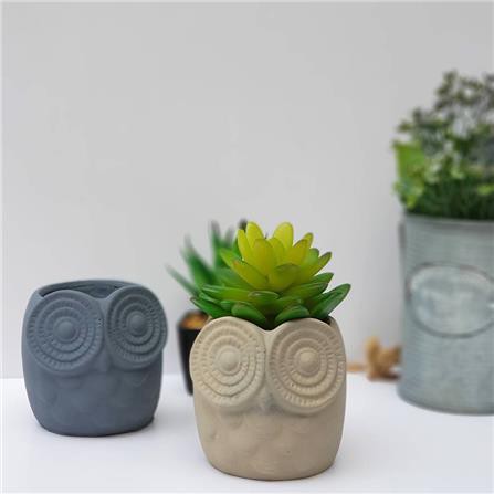 กระถางปูนนกฮูก บ้านปูนปั้น สีน้ำตาล ช่วยตกแต่งสวนของคุณให้ดูสวยงามมากขึ้น