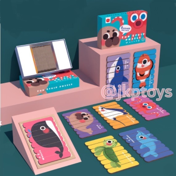 ของเล่นไม้เสริมพัฒนาการ เเท่งไม้จิ๊กซอว์ต่อภาพสัตว์ 8 ชนิด