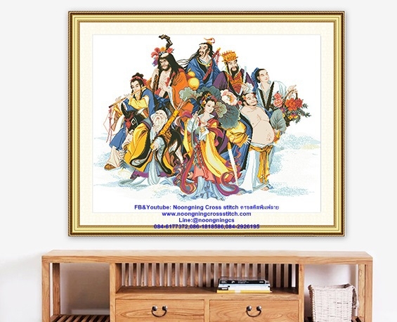 ปลาคราฟคู่ ดอกบัว ชุดปักครอสติส พิมพ์ลาย ครอสติสจีน งานฝีมือทำที่บ้าน DIY
