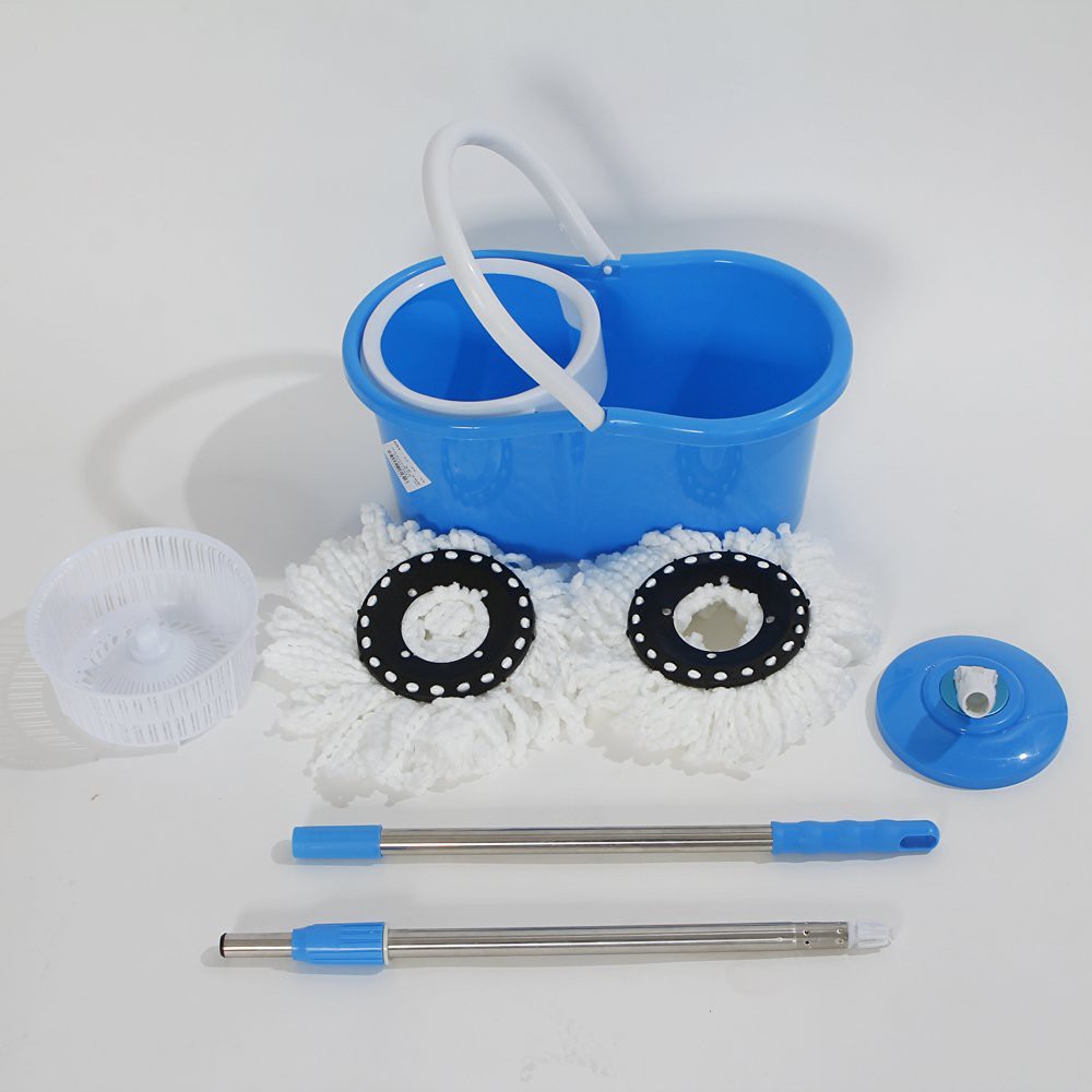 ไม้ม็อบ ถังปั่น มีผ้าถูพื้น 2 ชิ้น มีล้อในตัวGM01มีล้อในตัว มีช่องปล่อยน้ำทิ้ง