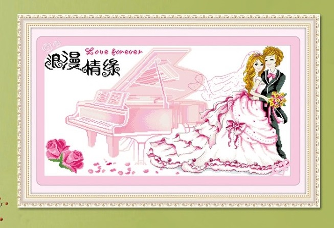 Wedding ชุดปักครอสติส พิมพ์ลาย ครอสติสจีน งานฝีมือทำที่บ้าน DIY