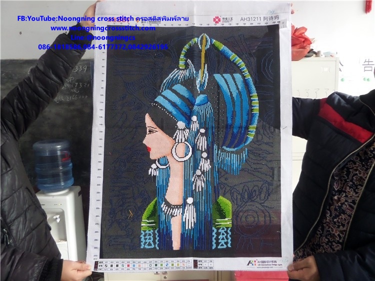 ผู้หญิง 3 รูป ชุดปักครอสติช พิมพ์ลาย ครอสติสจีน งานฝีมือ DIY