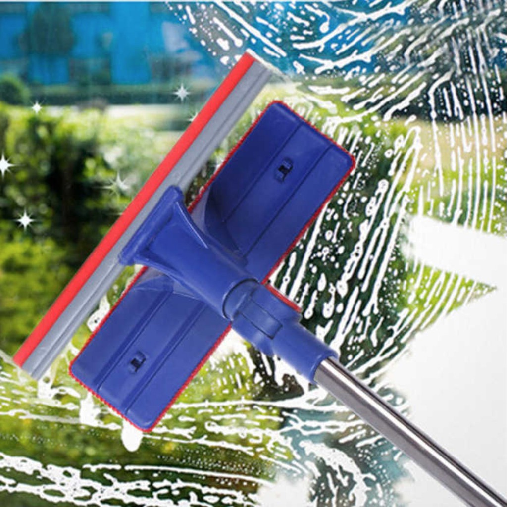 SOKE ไม้เช็ดกระจก ไม่ทิ้งคราบน้ำ ปรับความยาวได้ 2 หัวในด้ามเดียวกัน --- ฟรี ไม้กวาดน้ำ