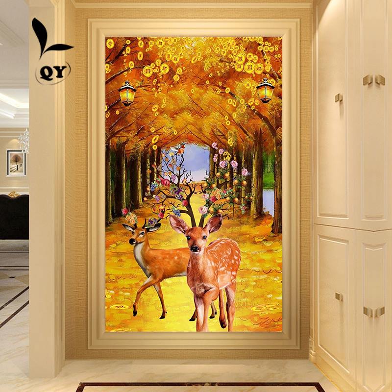 กวาง ครอสติสคริสตัล Diamond painting โมเสก ภาพติดเพชร งานฝีมือ DIY