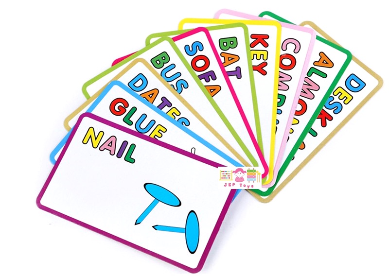 กระดานจิ๊กซอว์ตัวอักษรไม้ + การ์ดคำศัพท์เรียนรู้ภาษาอังกฤษ