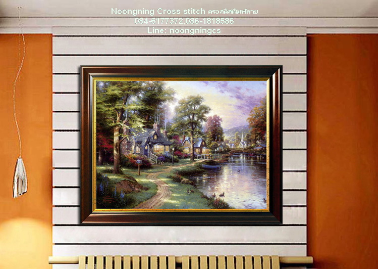 นาฬิกาวิว ชุดปักครอสติช พิมพ์ลาย ครอสติสจีน งานฝีมือ DIY