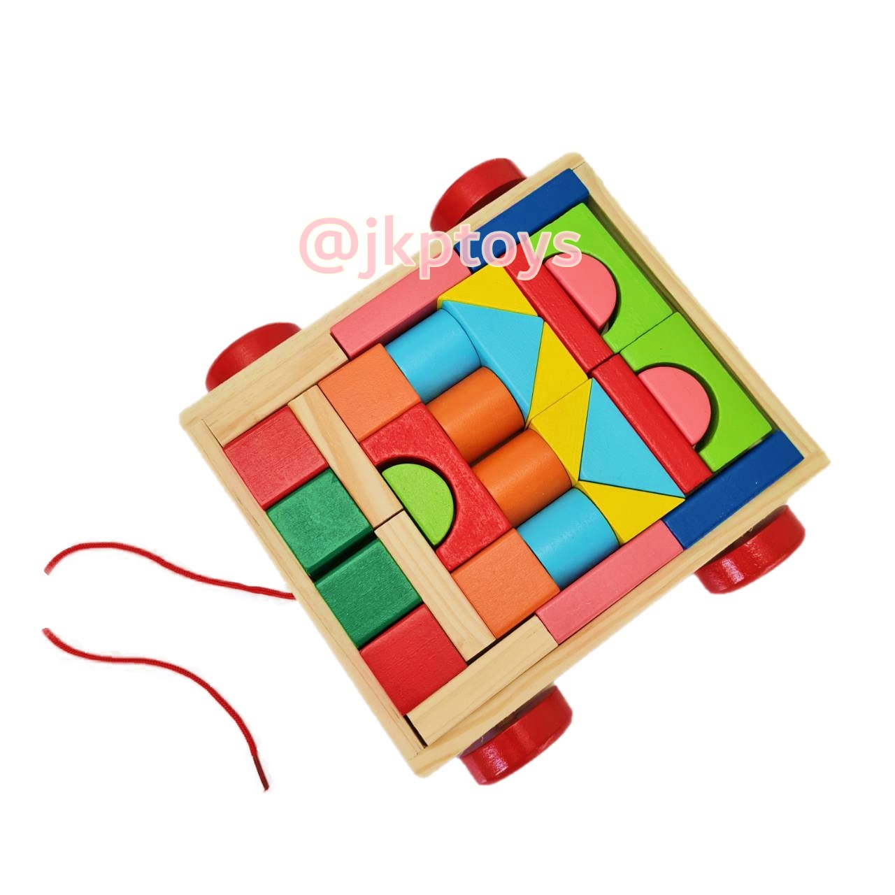 ของเล่นไม้เสริมพัฒนาการ รถลาก บล็อคไม้ 32 ชิ้น