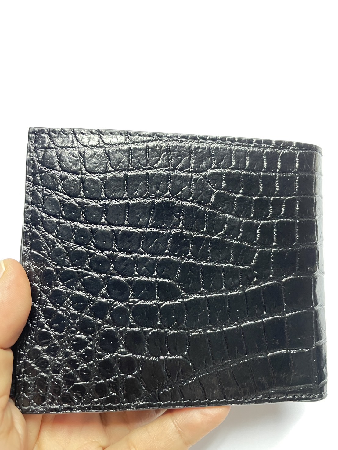 กระเป๋าหนังจระเข้แท้(หนังท้อง) สีดำ