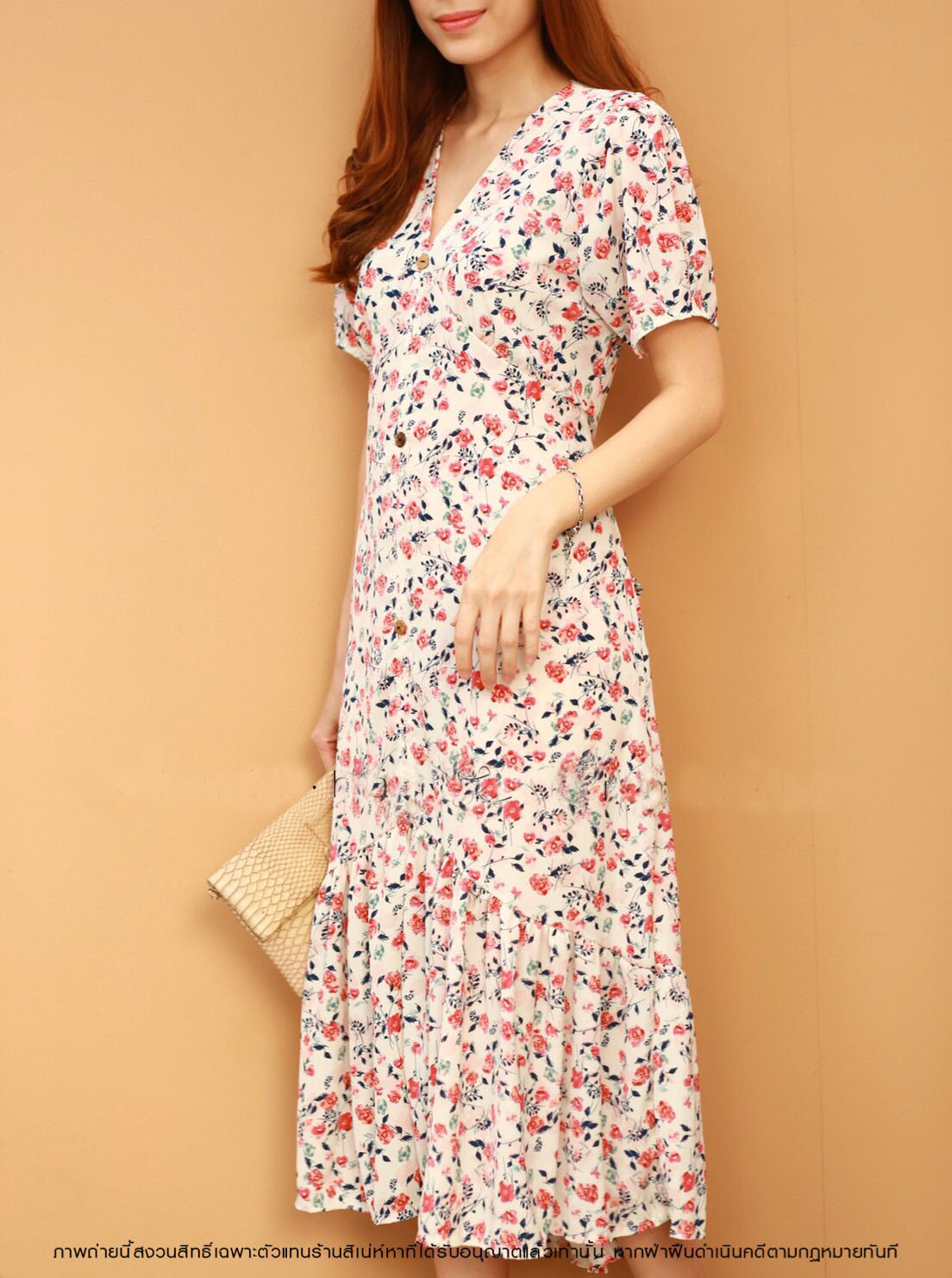 MD0041 เดรสแฟชั่น ชุดเดรสยาว แม็กซี่เดรส Maxidress ลายดอก Maxxi Dress