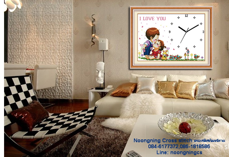 นาฬิกาดอกไม้ ชุดปักครอสติช พิมพ์ลาย ครอสติสจีน งานฝีมือ DIY