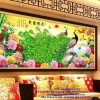 นกยูงคู่ ดอกโบตั๋น ครอสติสคริสตัล Diamond painting โมเสก ภาพติดเพชร งานฝีมือ DIY