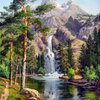 น้ำตก ป่าไม้ ธรรมชาติ ชุดปักครอสติส พิมพ์ลาย ครอสติสจีน งานฝีมือทำที่บ้าน DIY