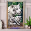 เสือขาวแม่ลูก ครอสติสคริสตัล Diamond painting โมเสก ภาพติดเพชร งานฝีมือทำที่บ้าน DIY