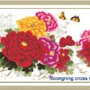 ดอกโบตั๋นสีแดง ชุดปักครอสติช พิมพ์ลาย ครอสติสจีน งานฝีมือ DIY