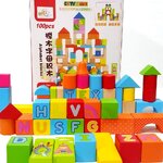 บล็อคไม้สร้างเมือง 100 ชิ้น ลายสอนA-Z