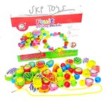 ร้อยเชือกผลไม้ 56 ชิ้น พร้อมไม้ร้อยเชือก 2 เส้น (มีไม้นำ)