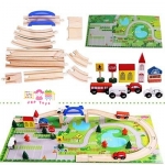 บล็อกไม้สร้างถนนเเละสวนหย่อม ชุด Rail Overpass 40 ชิ้น