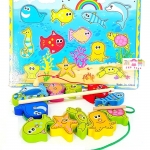 3 in 1 กระดานจับคู่ ร้อยเชือกเเละตกปลา