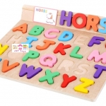 กระดานจิ๊กซอว์ตัวอักษรไม้ + การ์ดคำศัพท์เรียนรู้ภาษาอังกฤษ