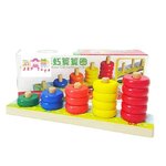 ของเล่นไม้ เสริมพัฒนาการลูกคิดไม้สวมหลักนับเลข 5 เเถว สำเนา