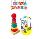 เเพคคู่ ขดลวดฝึกสมาธิขนาดเล็ก+ห่วงไม้เรียงซ้อน 7 ชั้น