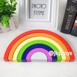 ของเล่นไม้เสริมพัฒนาการ สายรุ้ง สายรุ้งไม้ บล๊อกไม้ บล๊อกสายรุ้ง เรียนรู้สี ขนาด รูปทรง