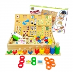 กล่องไม้สอนนับเลขพร้อมกระดาน ห่วงสวมหลัก (Donuts number-crunching)