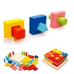 บล็อคไม้สวมหลักรูปทรงกึ่งจิ๊กซอ สื่อการเรียนการสอน ใช้ในโรงเรียนแบบ Montessori