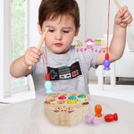 ของเล่นไม้เสริมพัฒนากาาร ของเล่นตกปลา รูปแมว