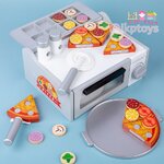 🍕🍕ของเล่นไม้เสริมพัฒนาการ เตาอบพิซซ่า เครื่องทำพิซซ่า หั่นพิซซ่า ตกแต่งหน้าพิซซ่า ของเล่นเด็ก ของเล่นไม้