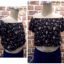 TP0013เสื้อผ้าแฟชั่น เสื้อผ้าเกาหลี เสื้อเปิดไหล่ (สม็อคไหล่,เอว ) เสื้อแขนตุ๊กตา