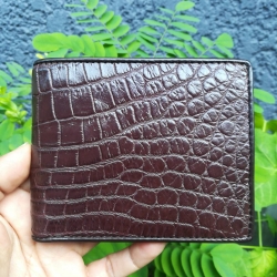 กระเป๋าหนังจระเข้แท้(หนังท้อง) สีน้ำตาล (ซับในมีตำหนิ)