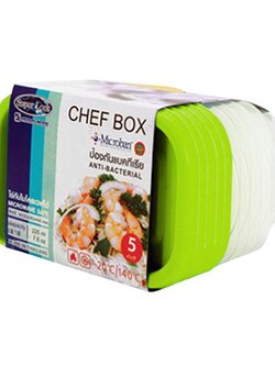 JCP กล่องอาหารทรงเหลี่ยม รุ่น CHEF BOX-6071 225 มล. ขนาด 7.5 x 12.5 x 6 ซม. (ชุด 5 ชิ้น) สีเขียว