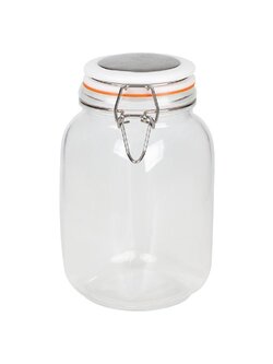 ขวดโหลแก้วกลม ไซส์ L ฝาสปริงสีขาว ขอบยางสีส้ม CANISTER GLASS L ROUND LID WHITE