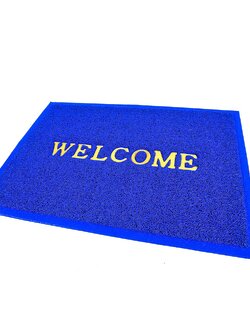 พรมปูพื้น พรมเช็ดเท้า พรมปูพื้น พรมภายนอก พรมดักฝุ่น WELCOME 50X70 น้ำเงิน HLS