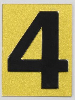 S916-เลข 4 สีทอง ขนาด 4.7*6.4 ซม