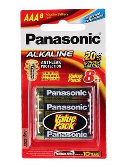 ถ่านอัลคาไลน์ AAA PANASONIC LR03T/8B ผลิตจากวัสดุคุณภาพดี